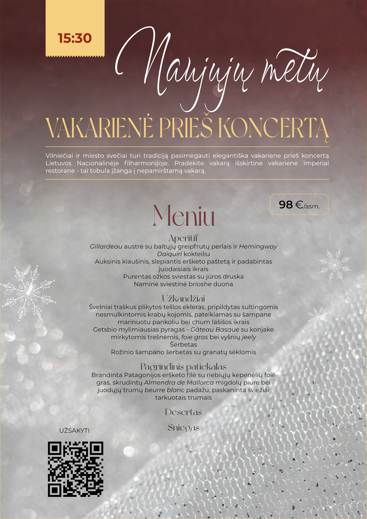 Naujųjų metų vakarienė prieš koncertą