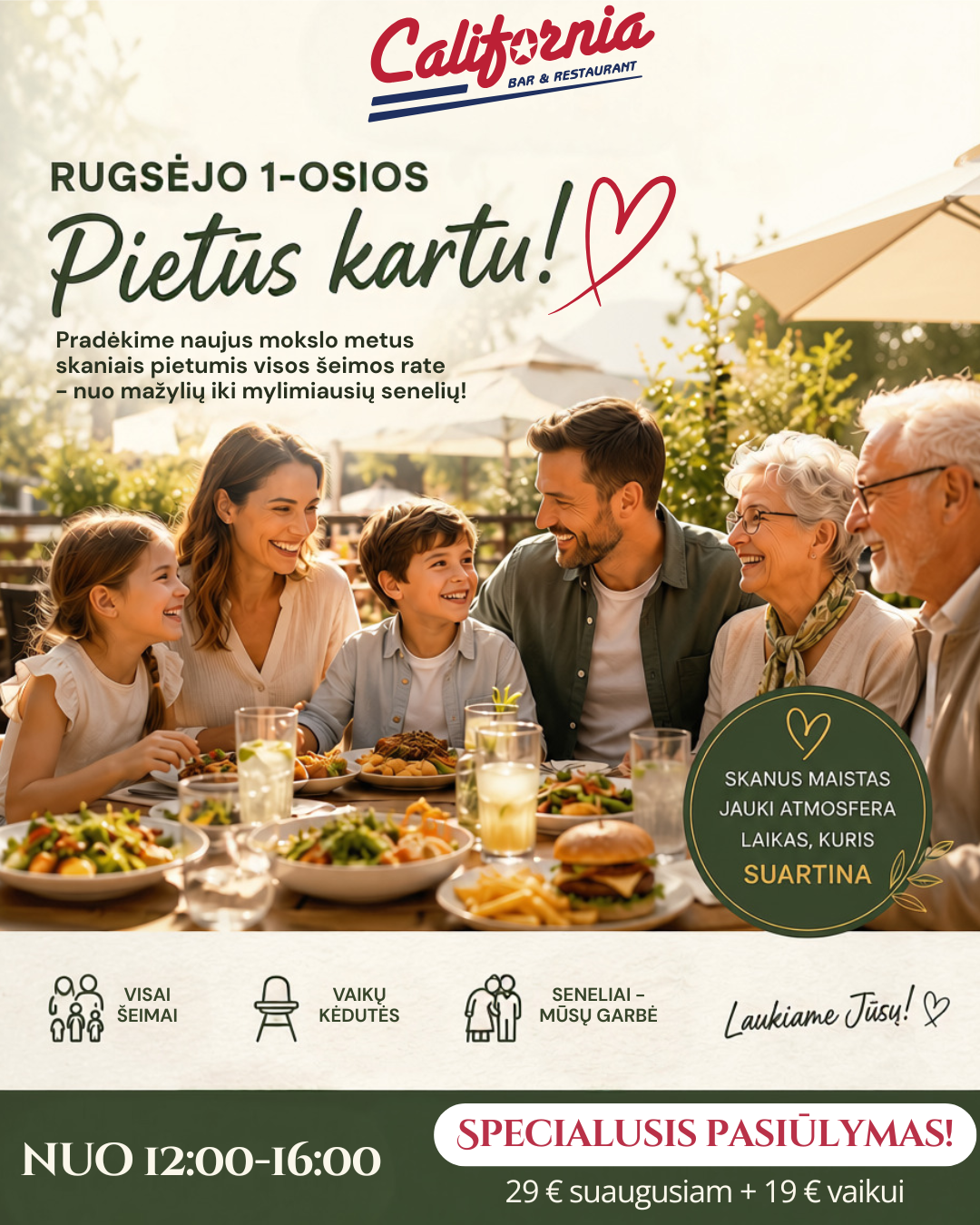 Šventiniai pietūs visai šeimai Rugsėjo 1-osios proga!